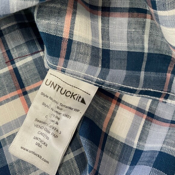 Untuckit Shirt mens M Terrantez Wrinkle Free Button Up Long Sleeve shirt plaid - Picture 9 of 11